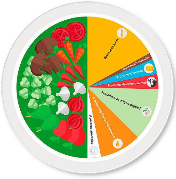 Recorta este dibujo del informe “Alimentos Planeta Salud” de EAT y pégalo con un imán en tu nevera. Así podrás contribuir a un sistema alimentario respetuoso.