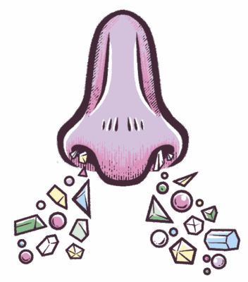 Ilustración de una nariz inhalando microplásticos